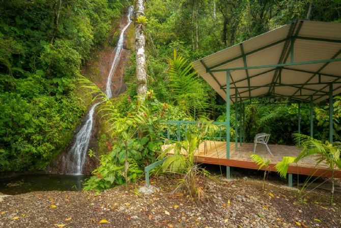 Stunning waterfall at Quelitales Hotel